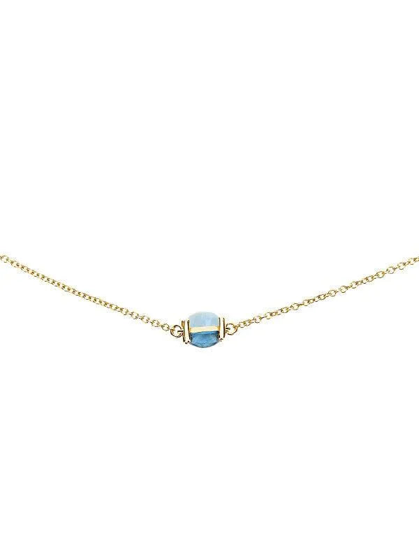 "Azure" goud, londense blauwe topaas en aquamarijn choker