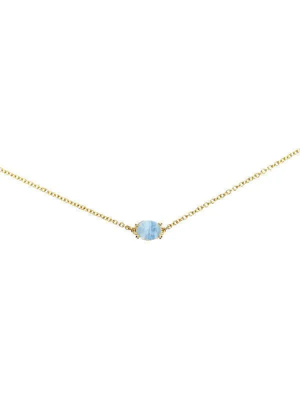 "Azure" goud, londense blauwe topaas en aquamarijn choker