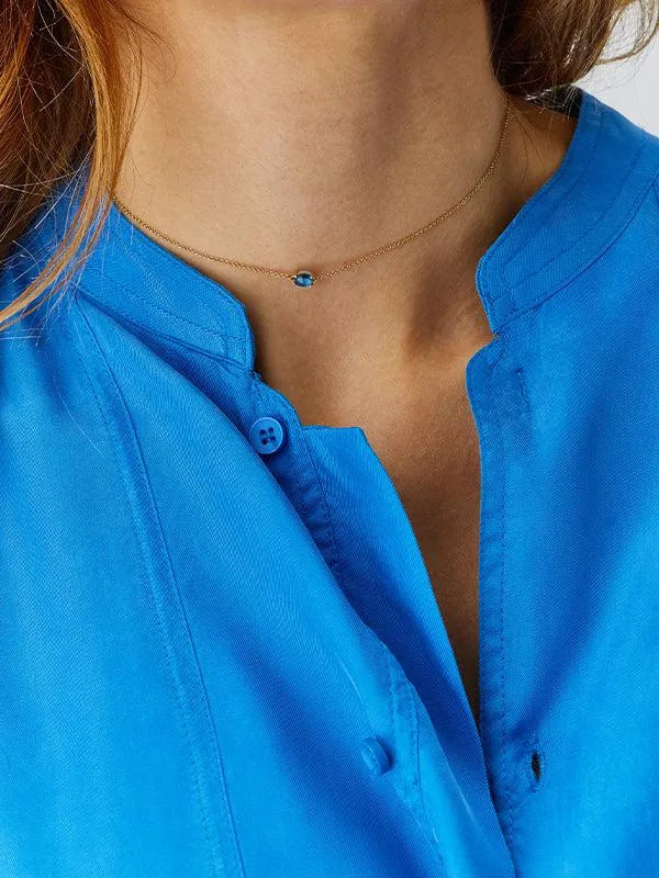 "Azure" goud, londense blauwe topaas en aquamarijn choker