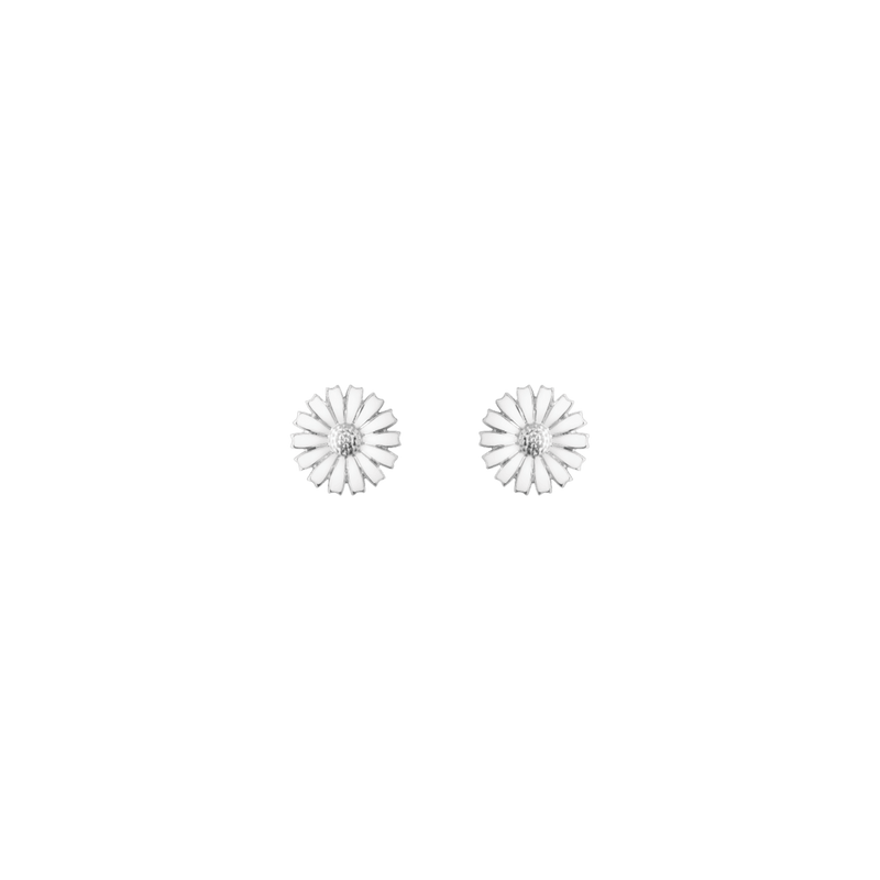 Georg Jensen 20000723 DAISY EARRINGS SILVER RH WHITE ENAMEL 7 MM