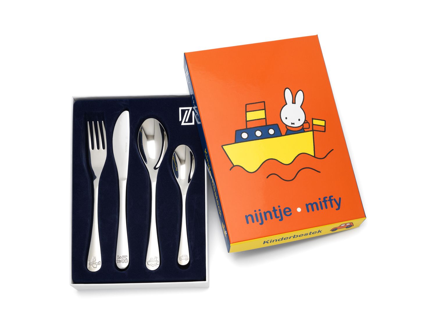 Posate per bambini miffy vehicles, 4 pezzi, acciaio inox