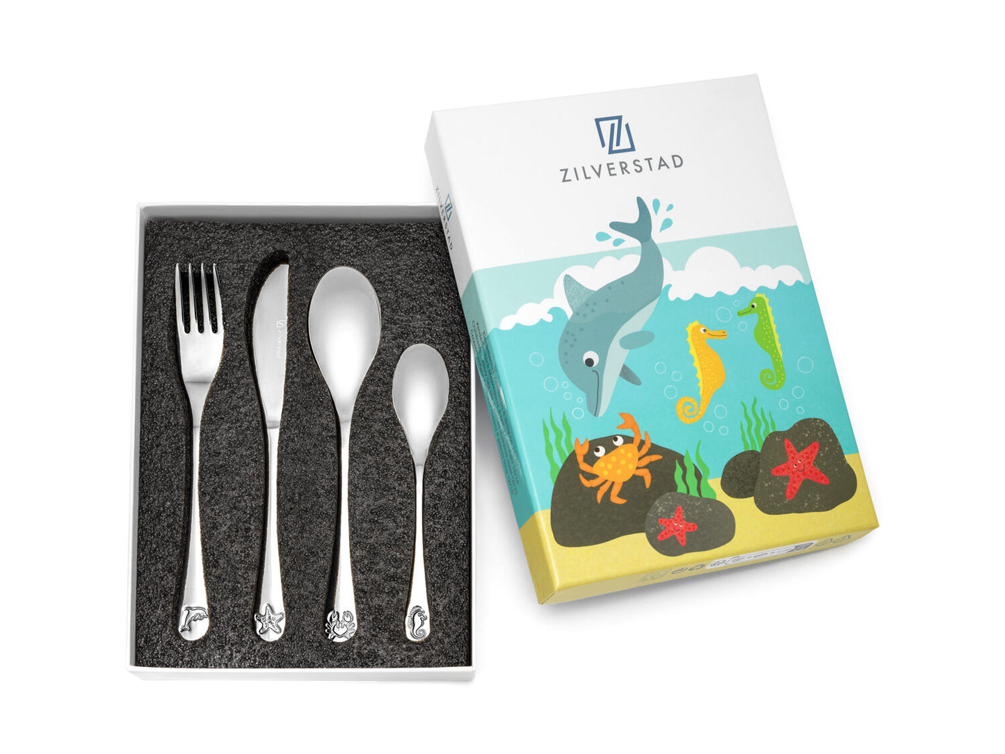 Children's cutlery Sea creatures, 4-piece, stainless steel