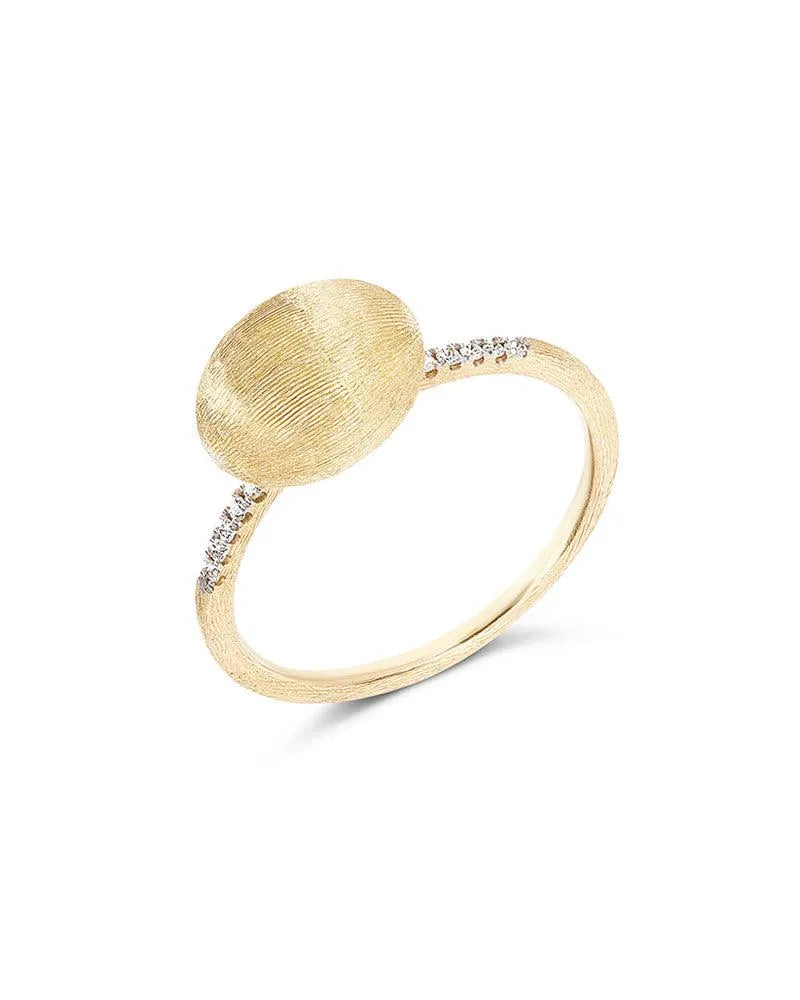 "Elite" diamanten en met de hand gegraveerde gouden boule-ring (medium)