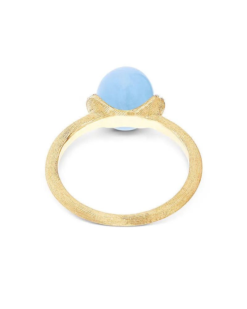 "Azure" goud, diamanten en melkachtige aquamarijnring (klein)