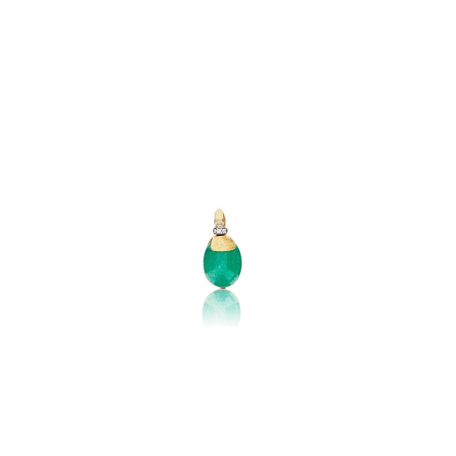 AMAZONIA "AMULETS" GOLD, DIAMONDS AND GREEN AVENTURINE PENDANT (SMALL)