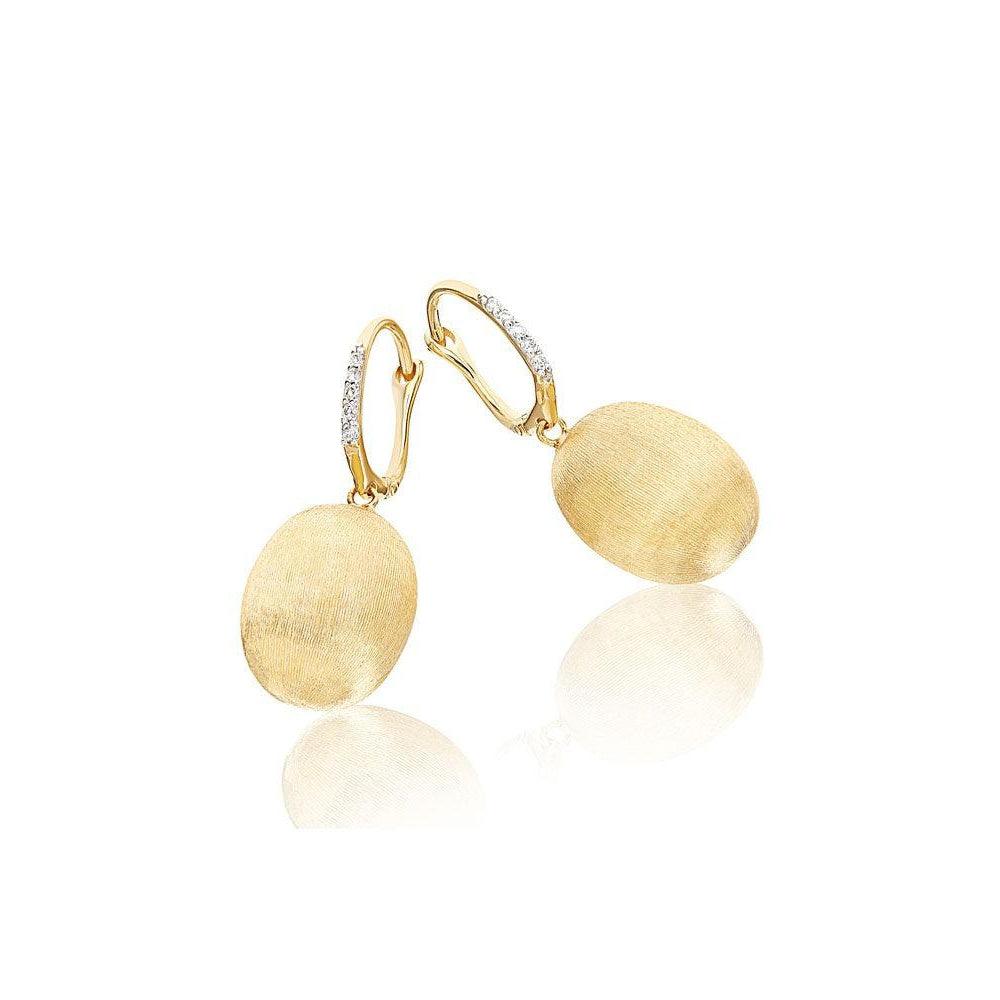 DANCING "ÉLITE" GOLD BALL DROP EARRING WITH DIAMONDS DETAILS