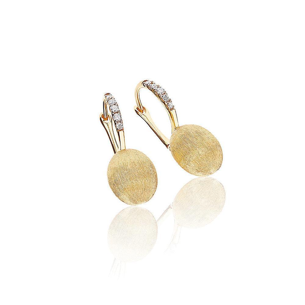 DANCING "ÉLITE" GOLD BALL DROP EARRING WITH DIAMONDS DETAILS