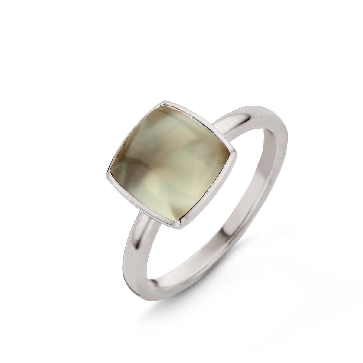 PANTELLERIA RING 051551YN MET PRASIOLIET OP PARELMOER