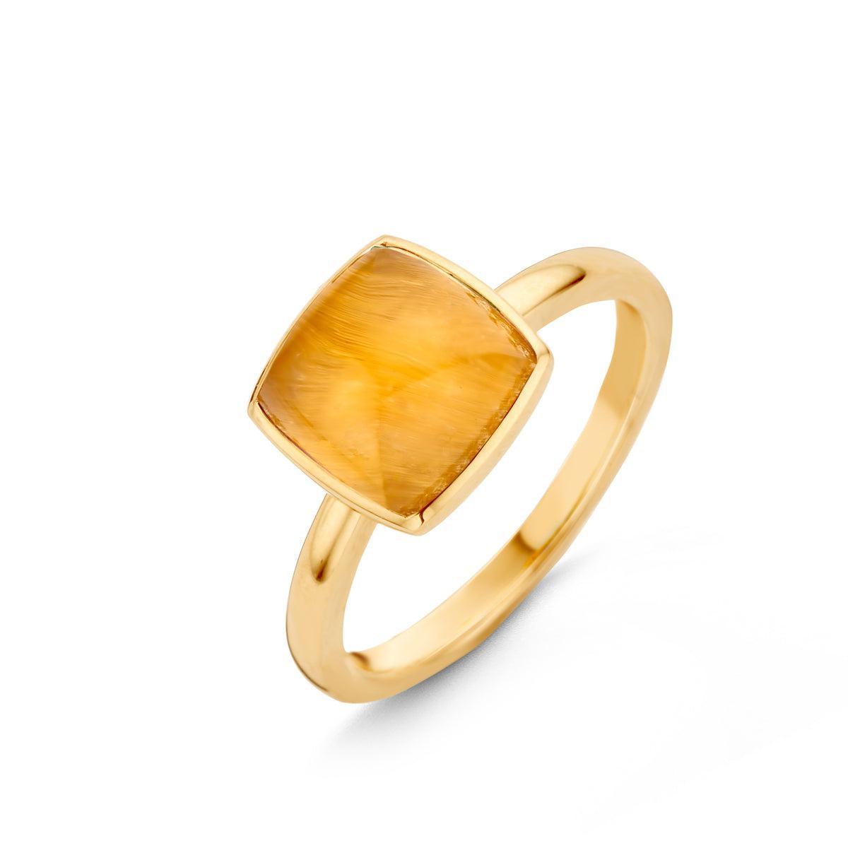 PANTELLERIA RING 052125K MET BERGKRISTAL OP GELE TIJGEROOG