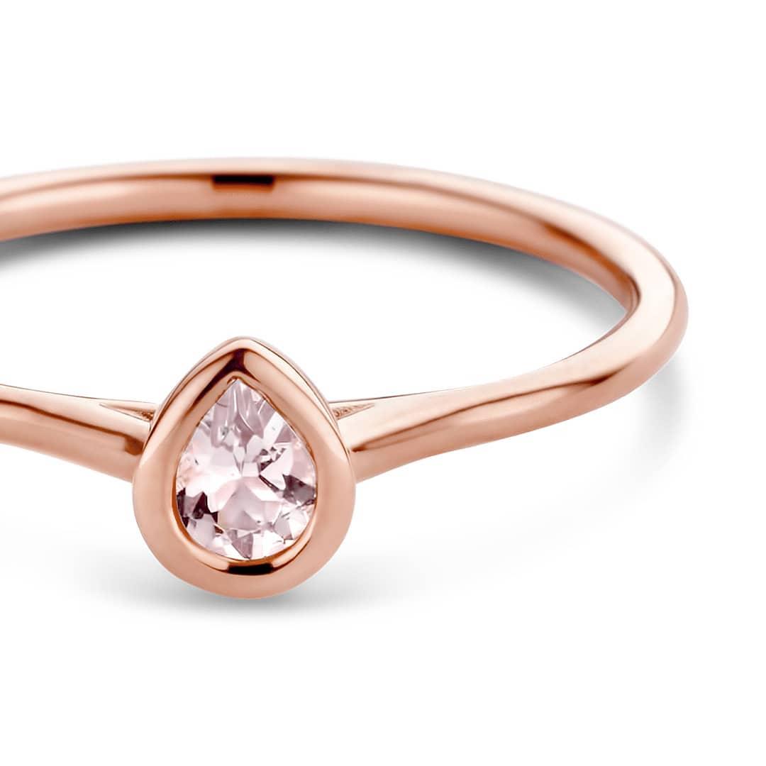 RING PEAR BEZEL 'BRILLIANTLY' MET MORGANITE