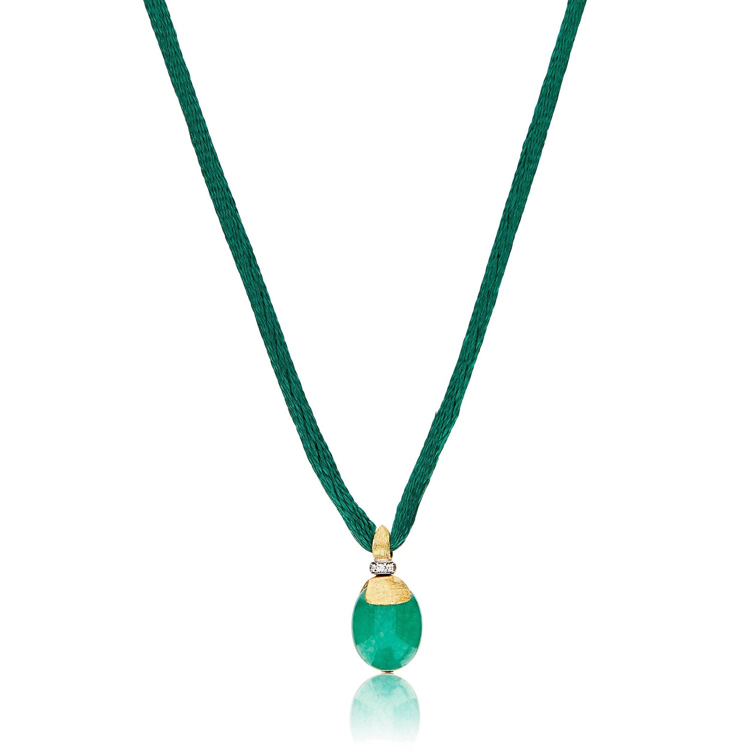 AMAZONIA "AMULETS" GOLD, DIAMONDS AND GREEN AVENTURINE PENDANT (SMALL)