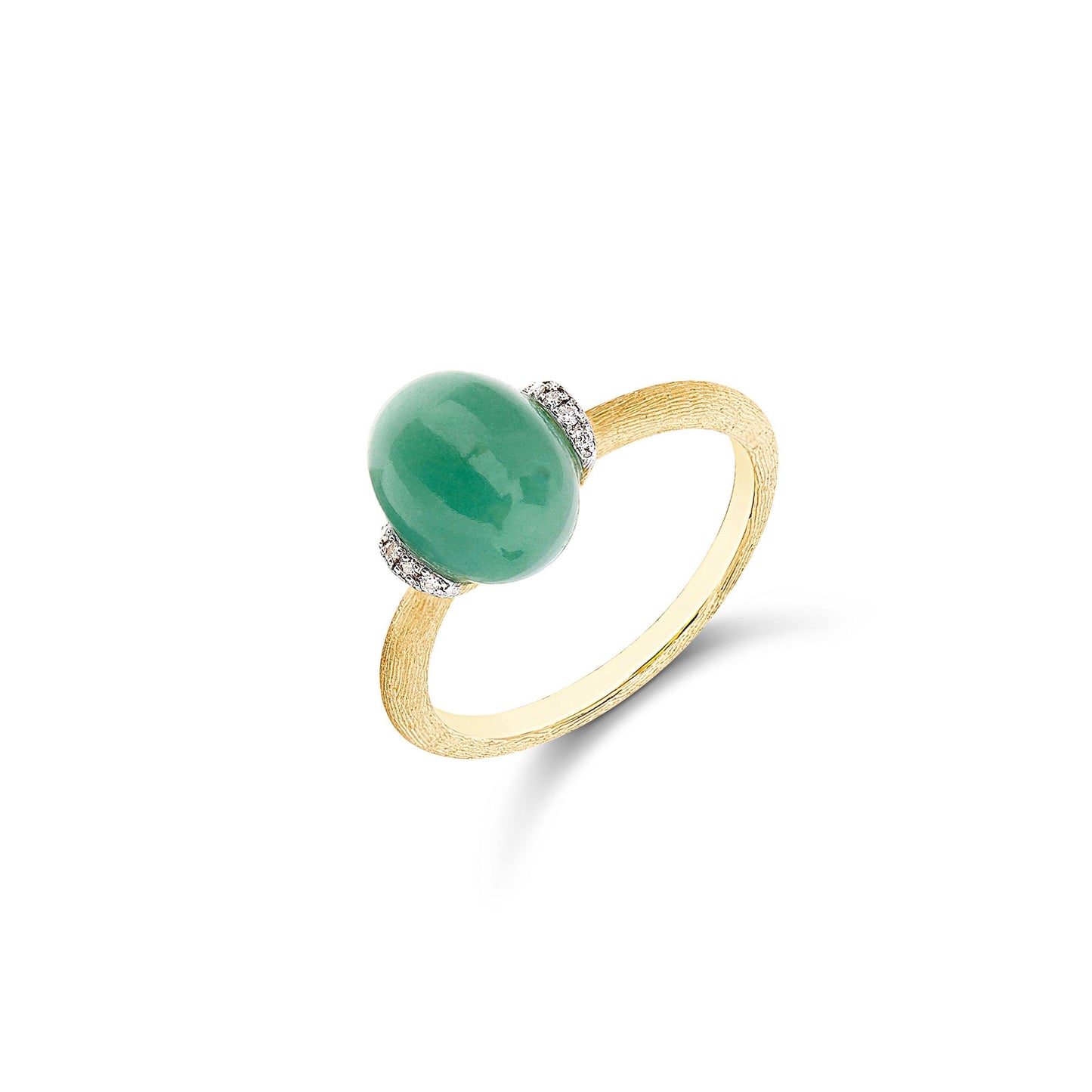 AMAZONIA "AMULETS" GOLD, DIAMONDS AND GREEN AVENTURINE RING (SMALL)