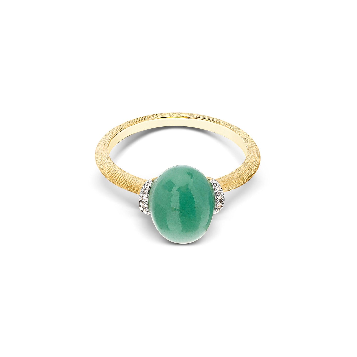 AMAZONIA "AMULETS" GOLD, DIAMONDS AND GREEN AVENTURINE RING (SMALL)