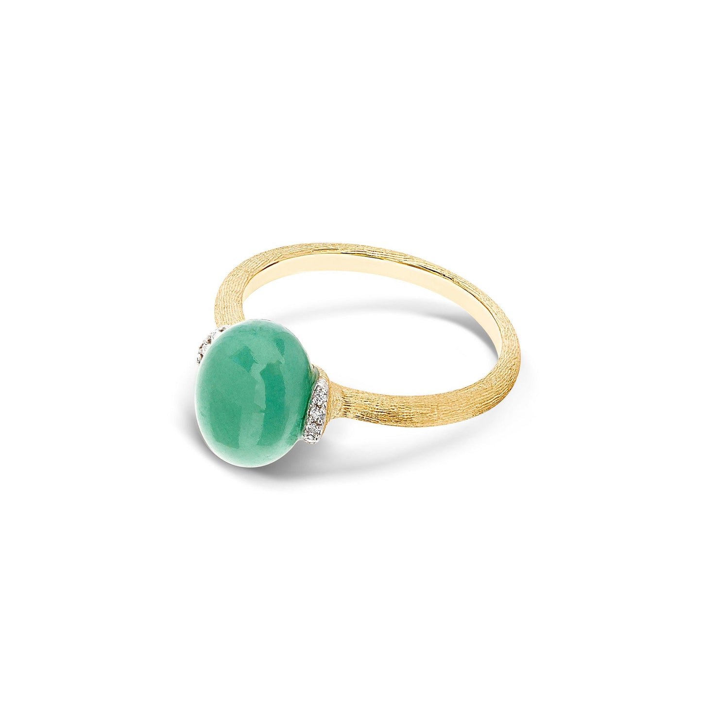 AMAZONIA "AMULETS" GOLD, DIAMONDS AND GREEN AVENTURINE RING (SMALL)