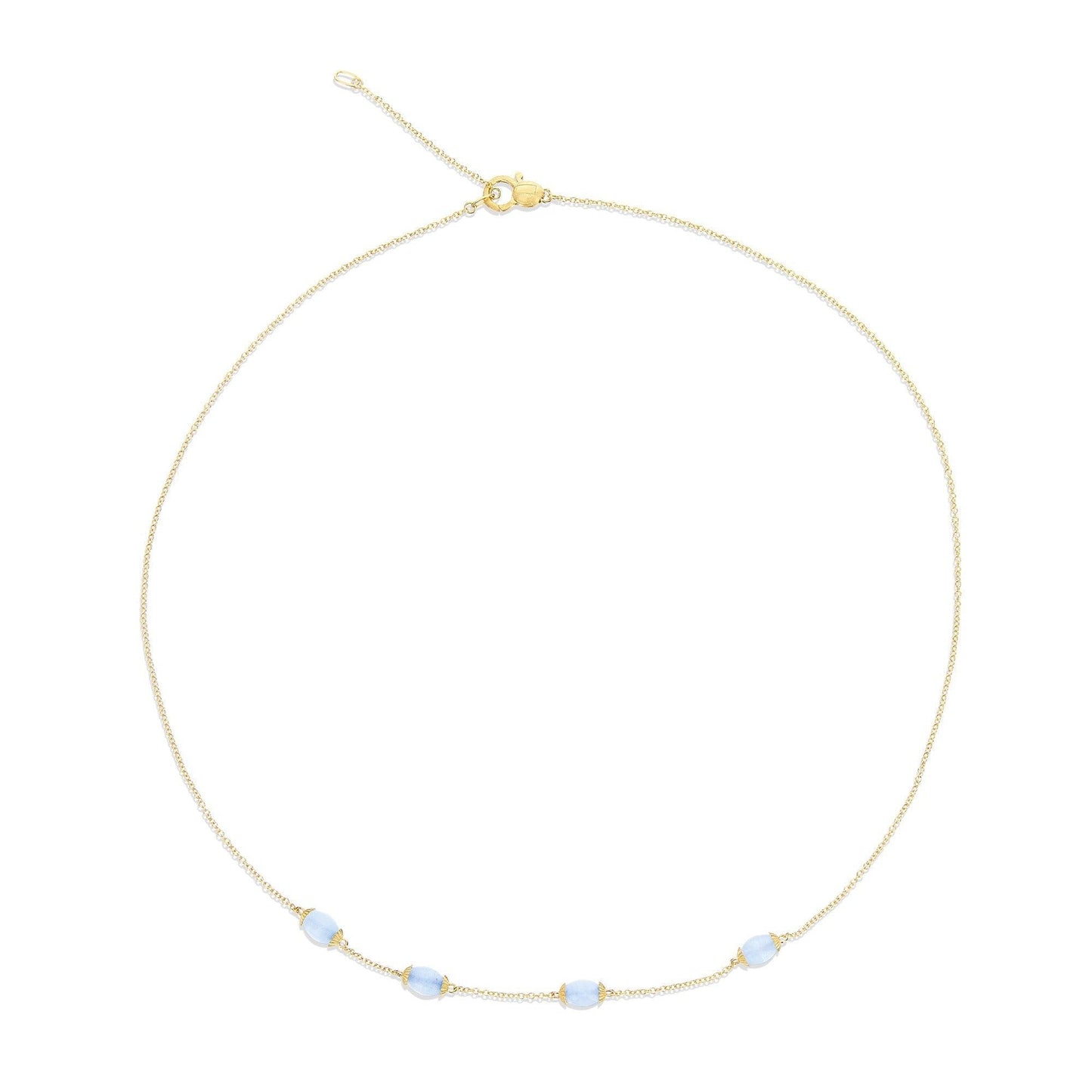 AZURE "AMULETS" GOLD AND MILKY AQUAMARINE NECKLACE