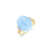 AZURE "AMULETS" GOLD, DIAMONDS AND MILKY AQUAMARINE RING (LARGE)