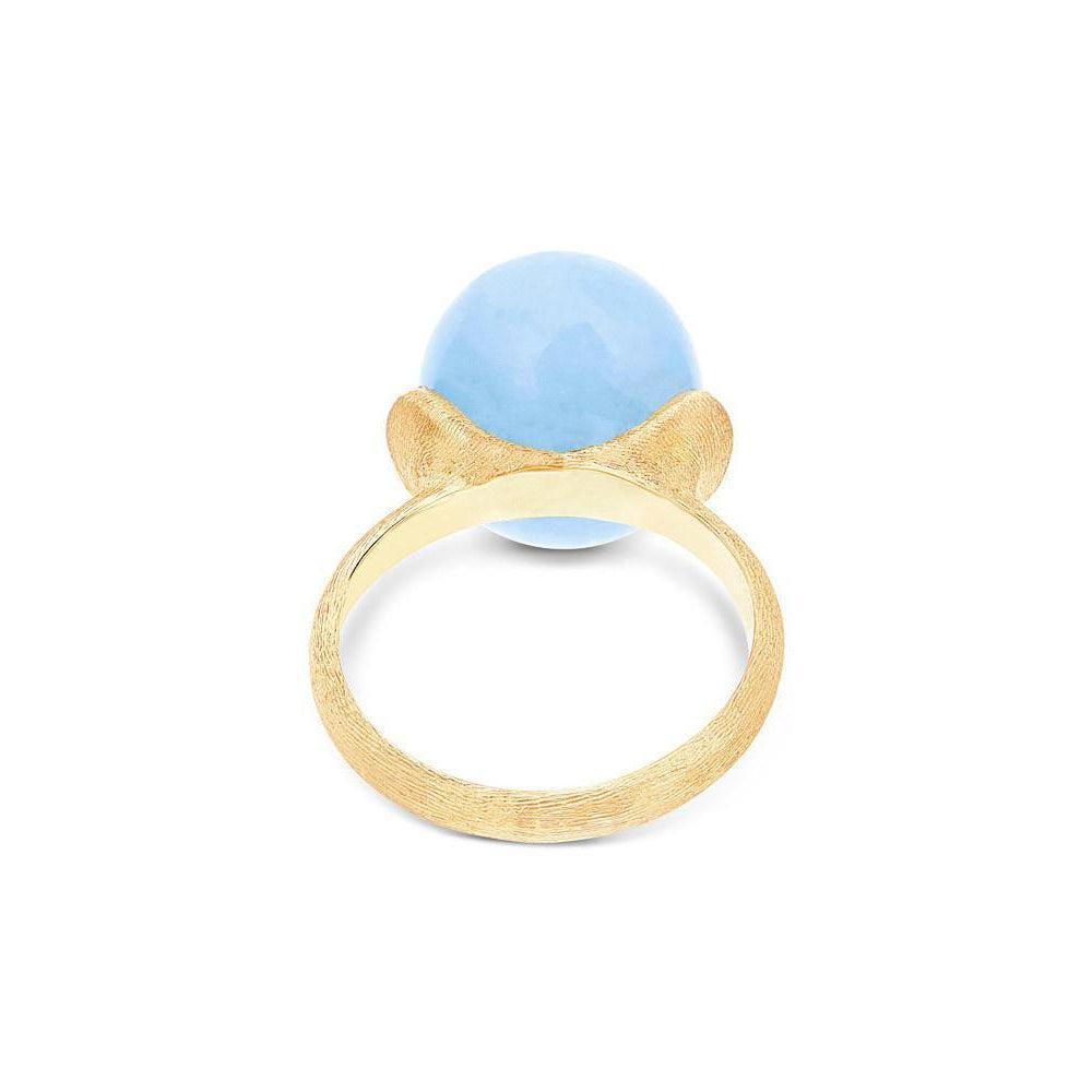 AZURE "AMULETS" GOLD, DIAMONDS AND MILKY AQUAMARINE RING (LARGE)