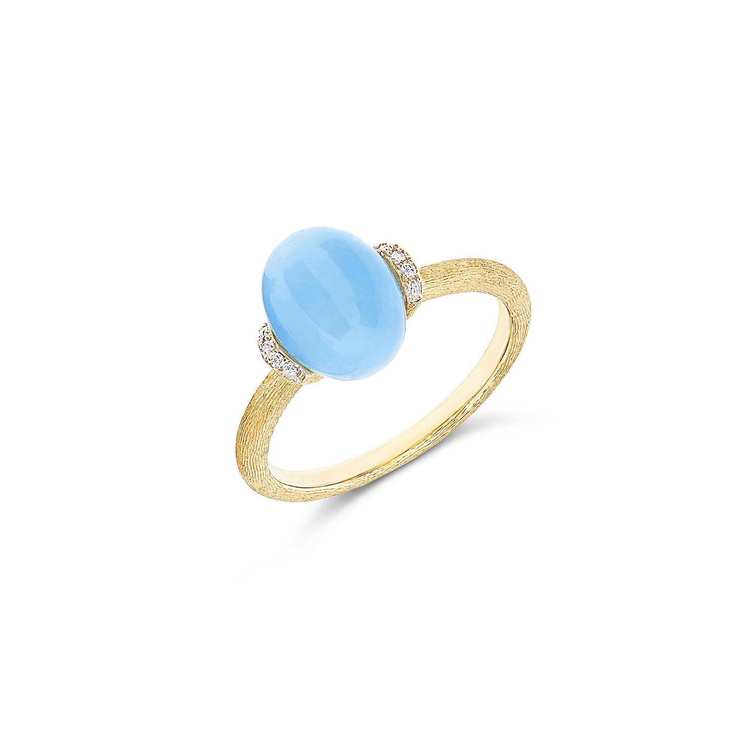 AZURE "AMULETS" GOLD, DIAMONDS AND MILKY AQUAMARINE RING (SMALL)