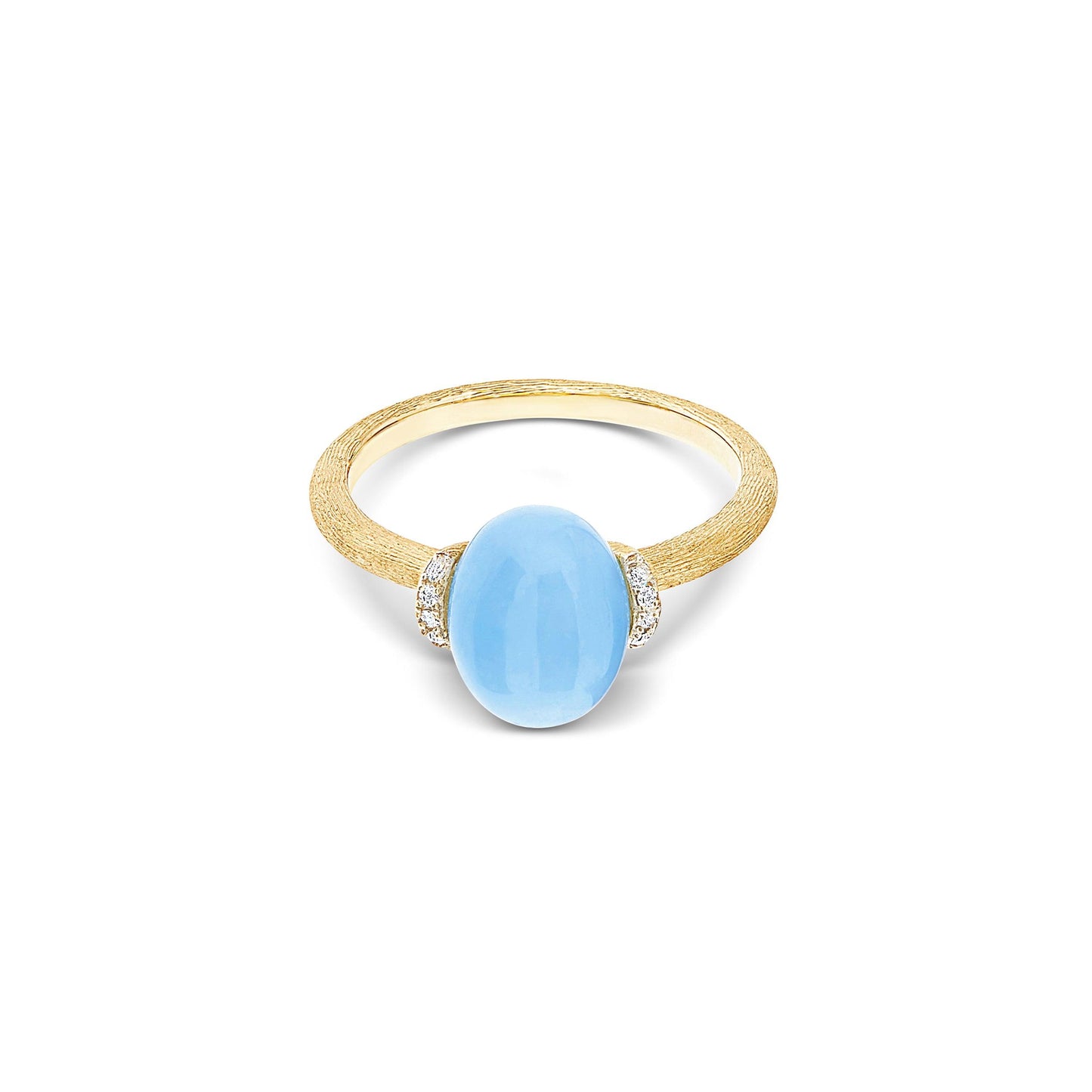 AZURE "AMULETS" GOLD, DIAMONDS AND MILKY AQUAMARINE RING (SMALL)