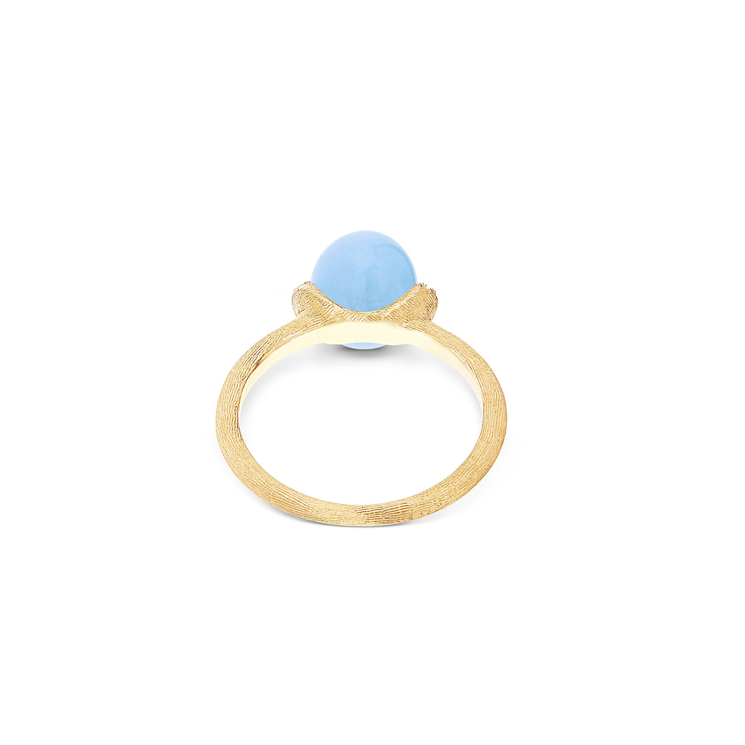 AZURE "AMULETS" GOLD, DIAMONDS AND MILKY AQUAMARINE RING (SMALL)