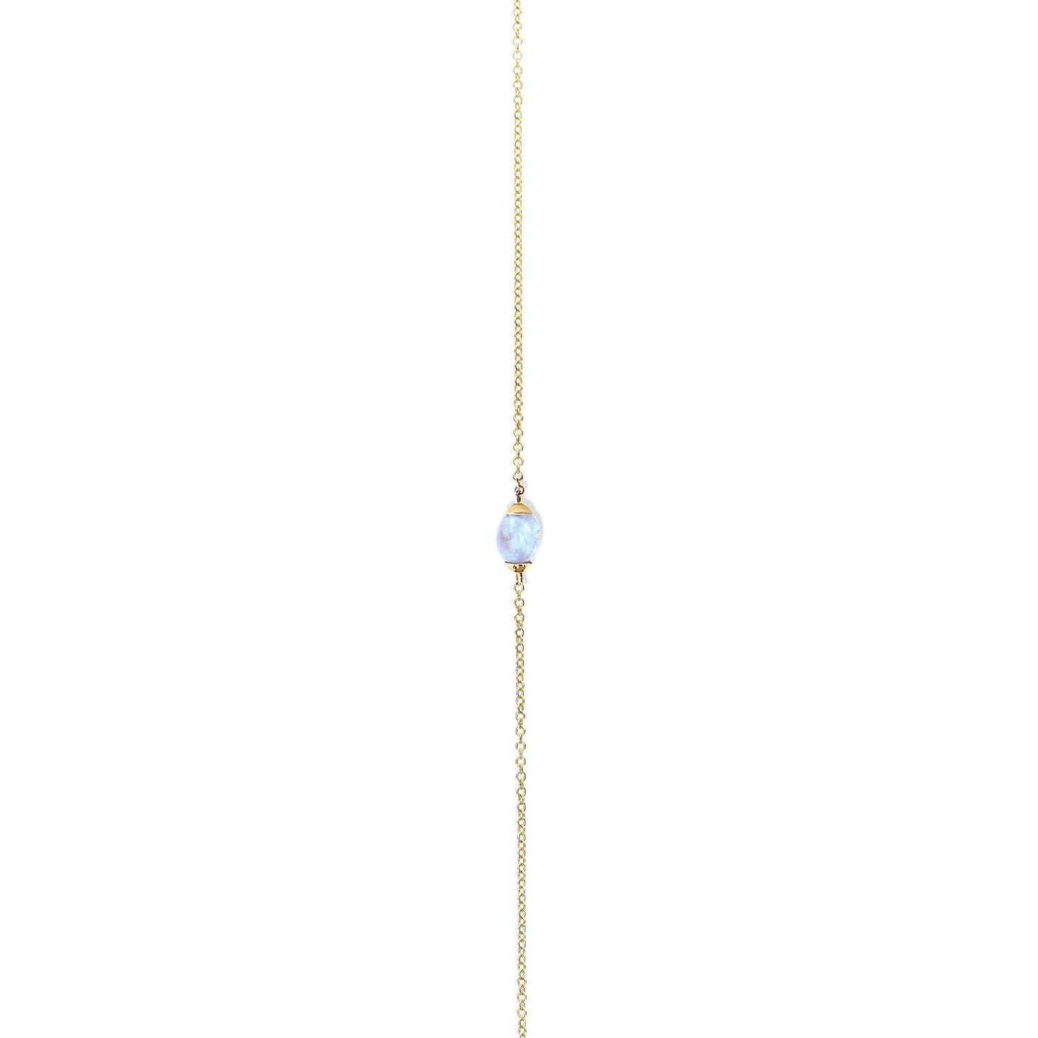 AZURE "AMULETS" GOLD MILKY AQUAMARINE NECKLACE (LARGE)