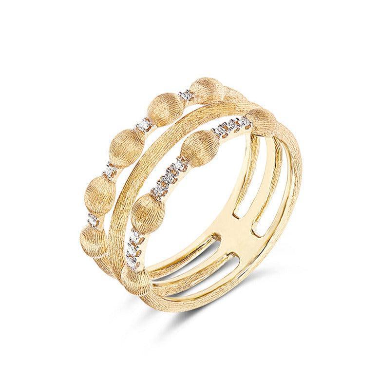 DANCING "ÉLITE" GOLD AND DIAMONDS TRIPLE-BAND RING