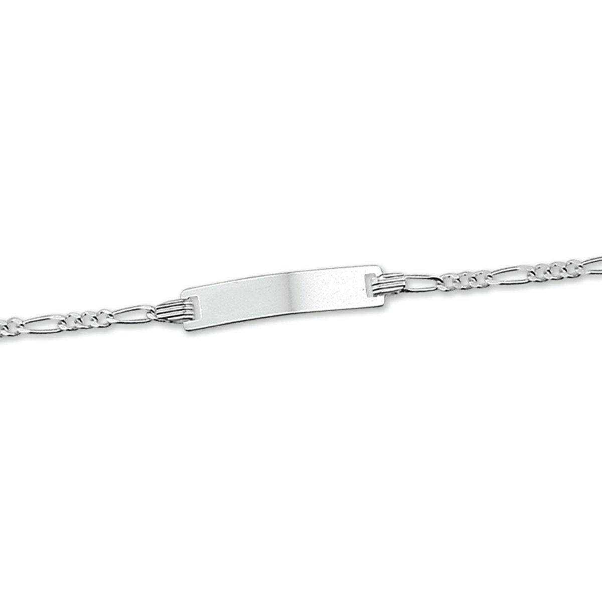 GRAVEERARMBAND FIGARO PLAAT 4,2 MM 9 - 11 CM ZILVER GERHODINEERD - 13.27364