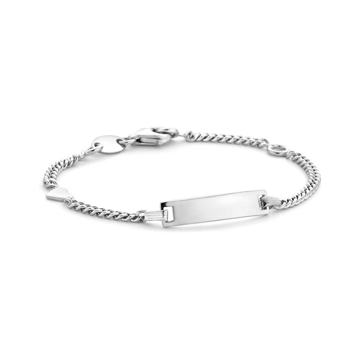 GRAVEERARMBAND GOURMET PLAAT 4,2 MM 11 - 13 CM ZILVER GERHODINEERD - 13.27373