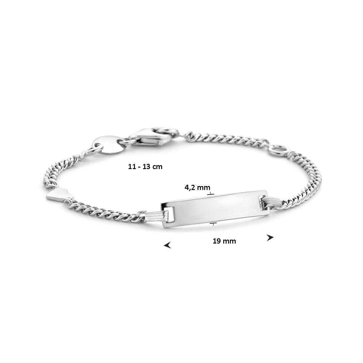 GRAVEERARMBAND GOURMET PLAAT 4,2 MM 11 - 13 CM ZILVER GERHODINEERD - 13.27373