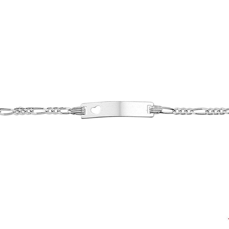 GRAVEERARMBAND HART FIGARO PLAAT 4,2 MM 9 - 11 CM ZILVER GERHODINEERD - 13.27365