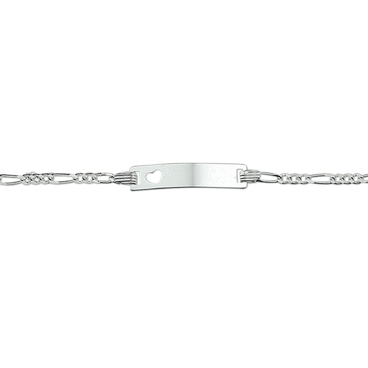 GRAVEERARMBAND HART FIGARO PLAAT 4,2 MM 9 - 11 CM ZILVER GERHODINEERD - 13.27365