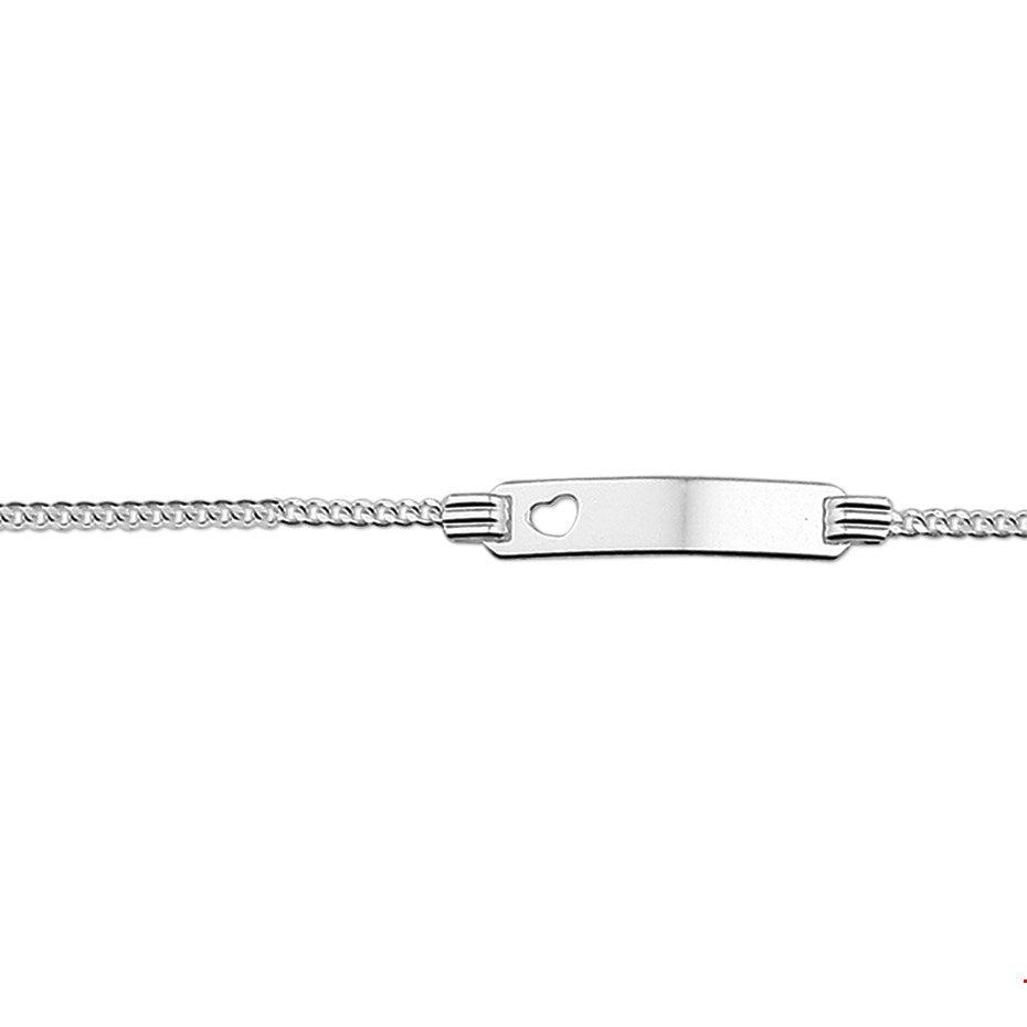 GRAVEERARMBAND HART GOURMET PLAAT 4,8 MM 11 - 13CM ZILVER GERHODINEERD - 13.27367