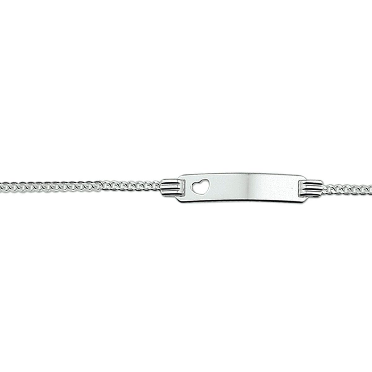 GRAVEERARMBAND HART GOURMET PLAAT 4,8 MM 11 - 13CM ZILVER GERHODINEERD - 13.27367