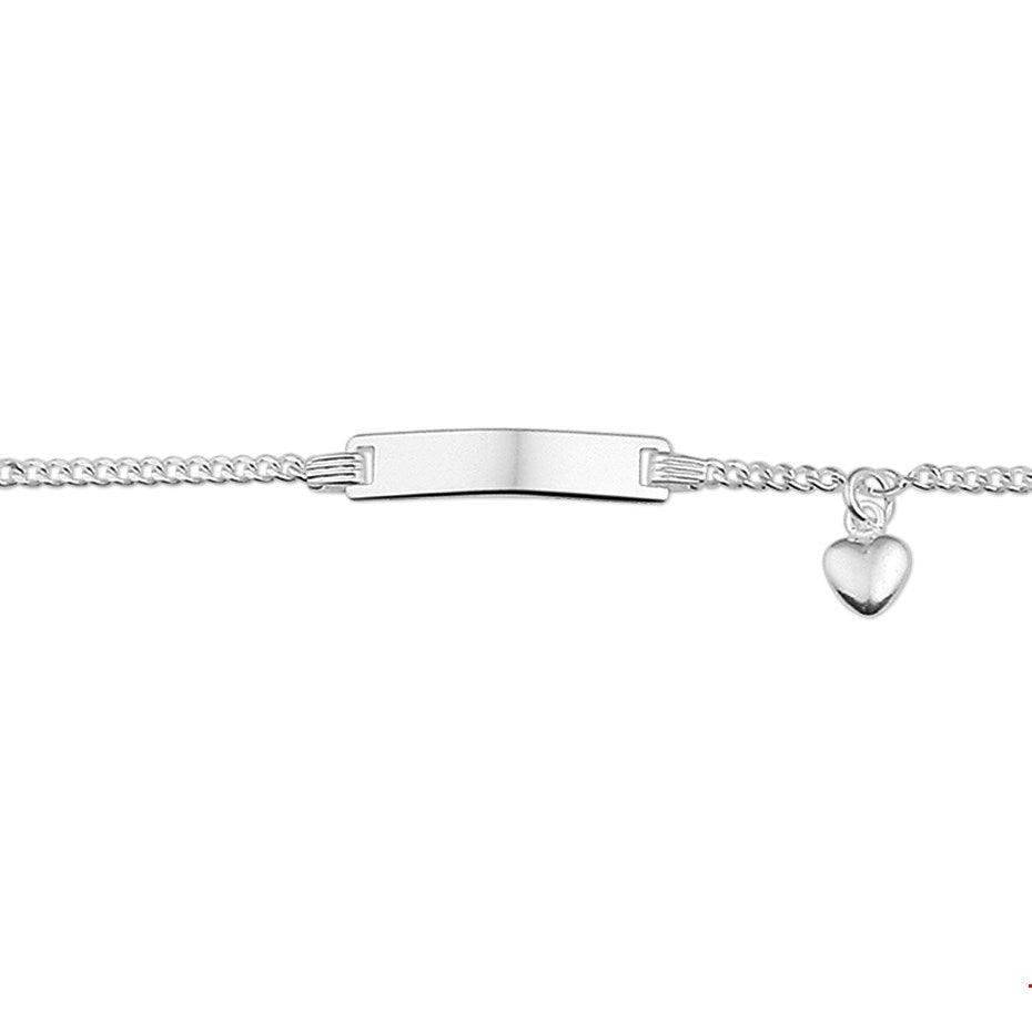 GRAVEERARMBAND HART GOURMETTE 4-ZIJDES GESLEPEN PLAAT 4,2 MM ZILVER WIT - 10.08233