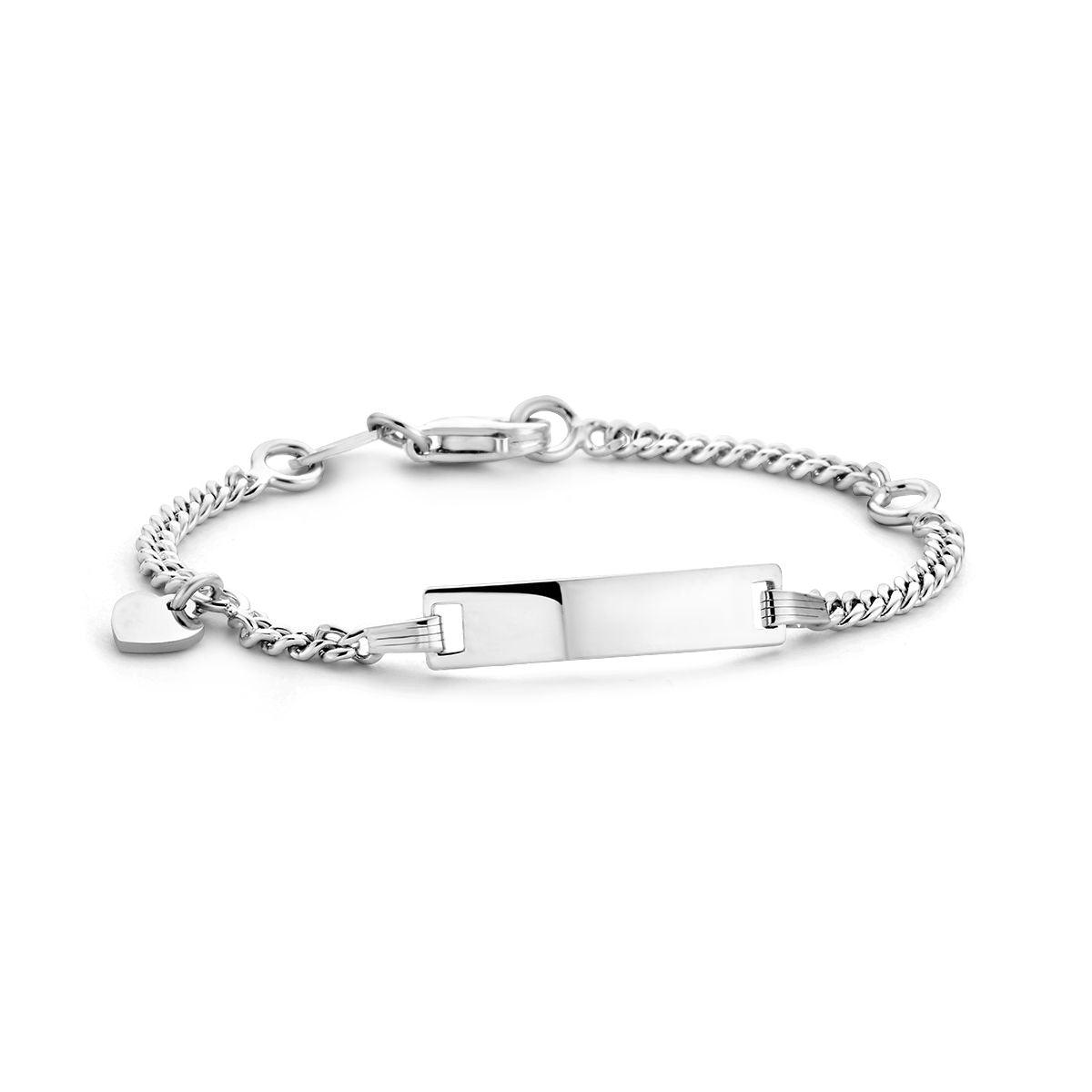 GRAVEERARMBAND HART PLAAT 4,2 MM 9 - 11 CM ZILVER GERHODINEERD - 13.27372