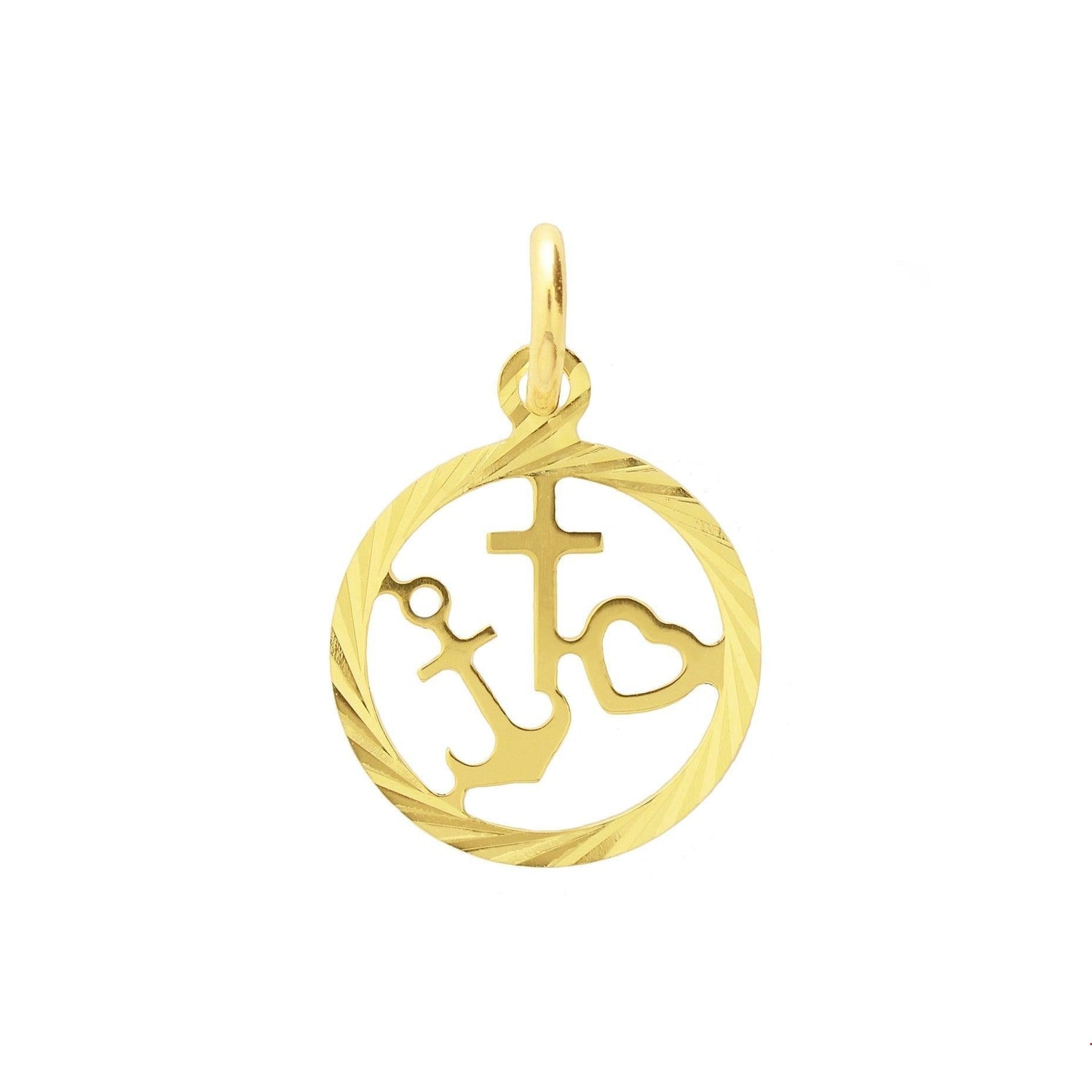 HANGER GELOOF, HOOP EN LIEFDE GEDIAMANTEERD 14K GEELGOUD - 40.18522