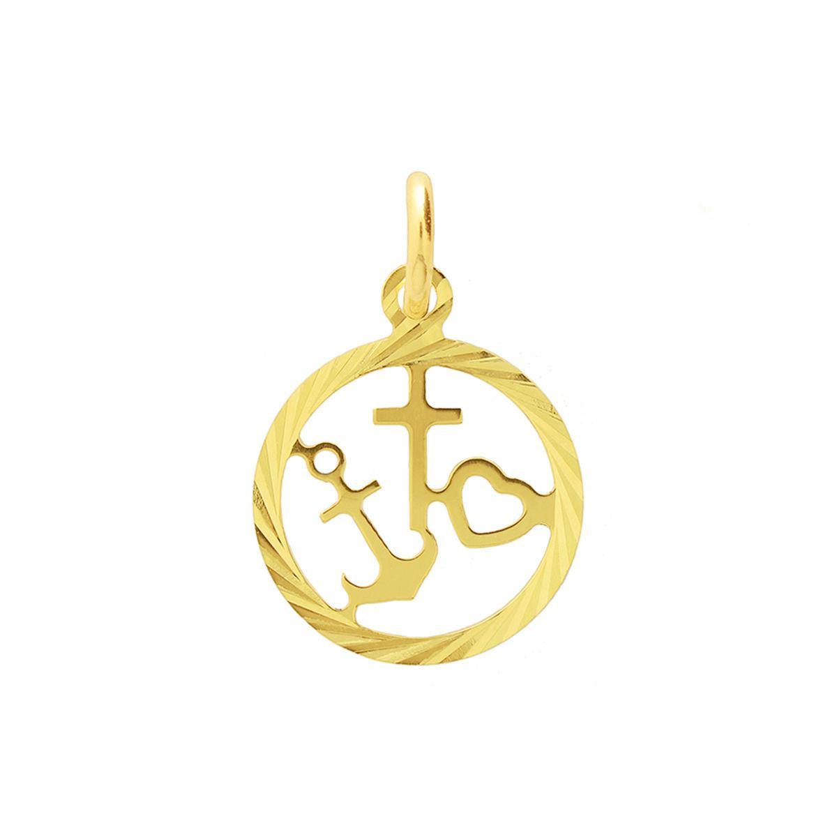 HANGER GELOOF, HOOP EN LIEFDE GEDIAMANTEERD 14K GEELGOUD - 40.18522