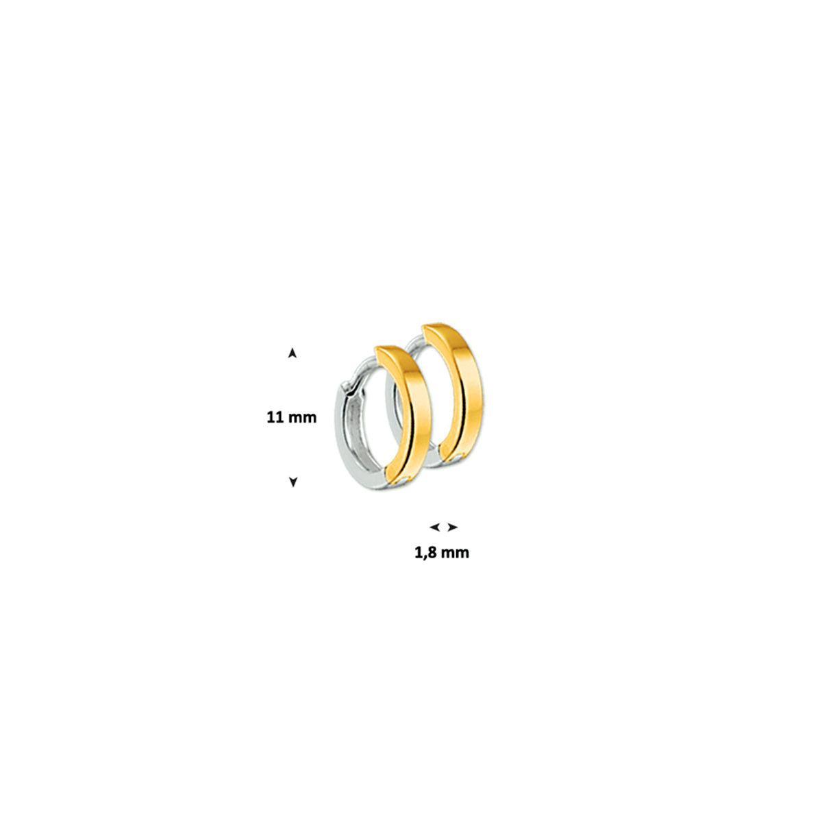 KLAPOORRINGEN 1,5 MM VLAK 14K BICOLOR GOUD GEEL/WIT - 42.07918