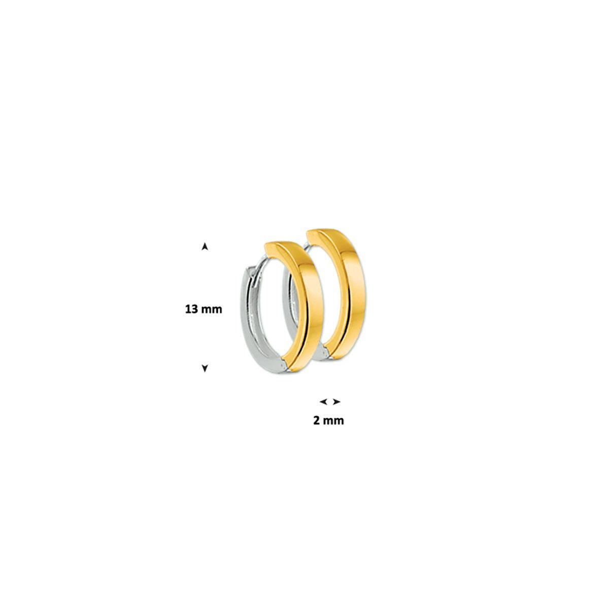 KLAPOORRINGEN 2,0 MM VLAK 14K BICOLOR GOUD GEEL/WIT - 42.07919