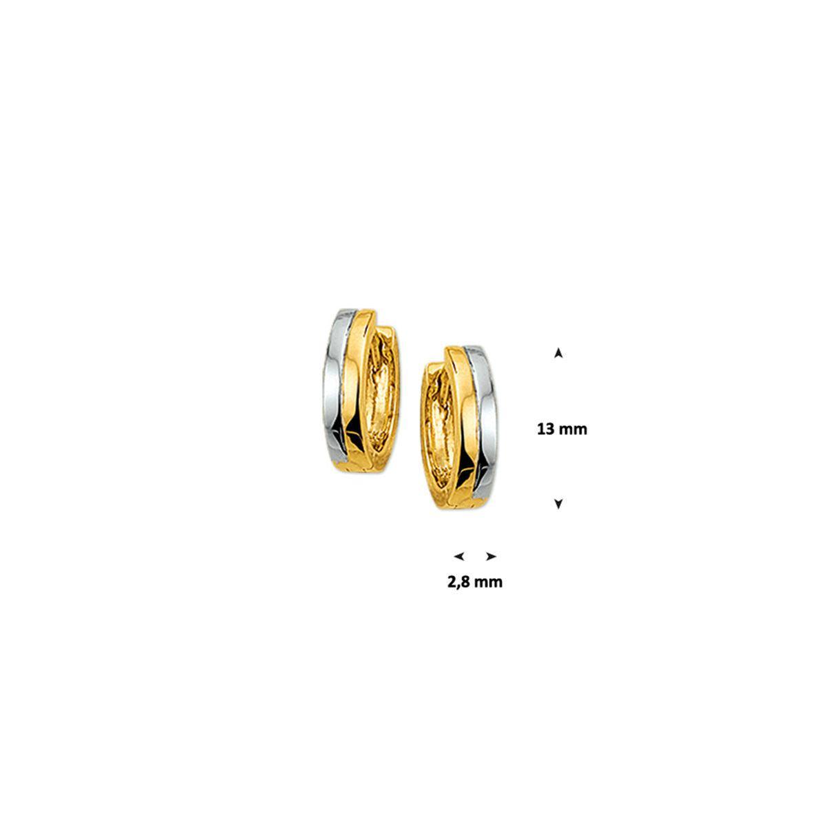 KLAPOORRINGEN 3,0 MM VLAK 14K BICOLOR GOUD GEEL/WIT - 42.07926