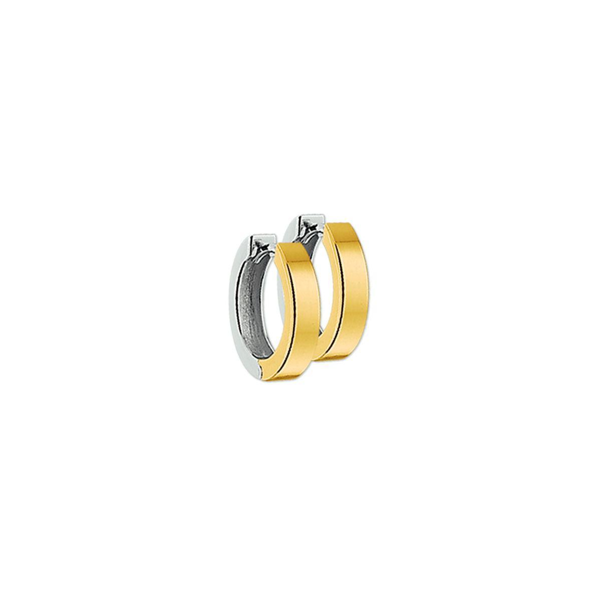 KLAPOORRINGEN VLAK 14K BICOLOR GOUD GEEL/WIT - 42.07921