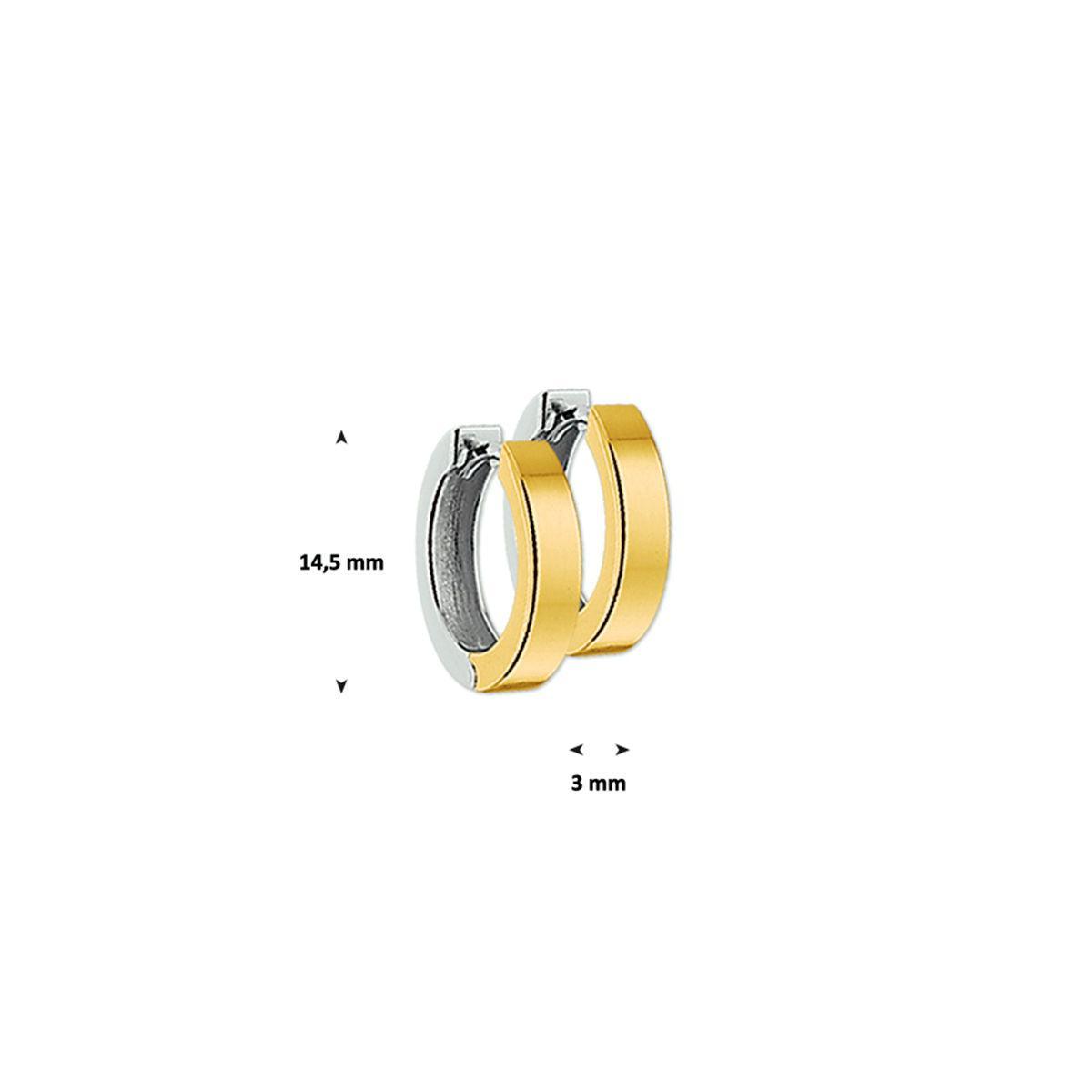 KLAPOORRINGEN VLAK 14K BICOLOR GOUD GEEL/WIT - 42.07921