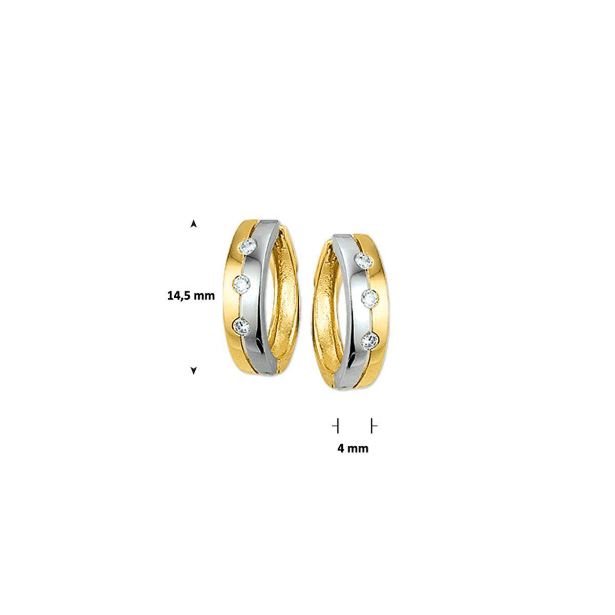 KLAPOORRINGEN ZIRKONIA 14K BICOLOR GOUD GEEL/WIT - 42.07931