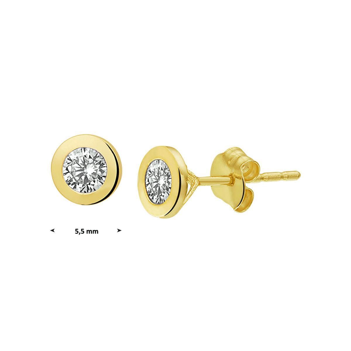 OORKNOPPEN ZIRKONIA 14K GEELGOUD - 40.18266