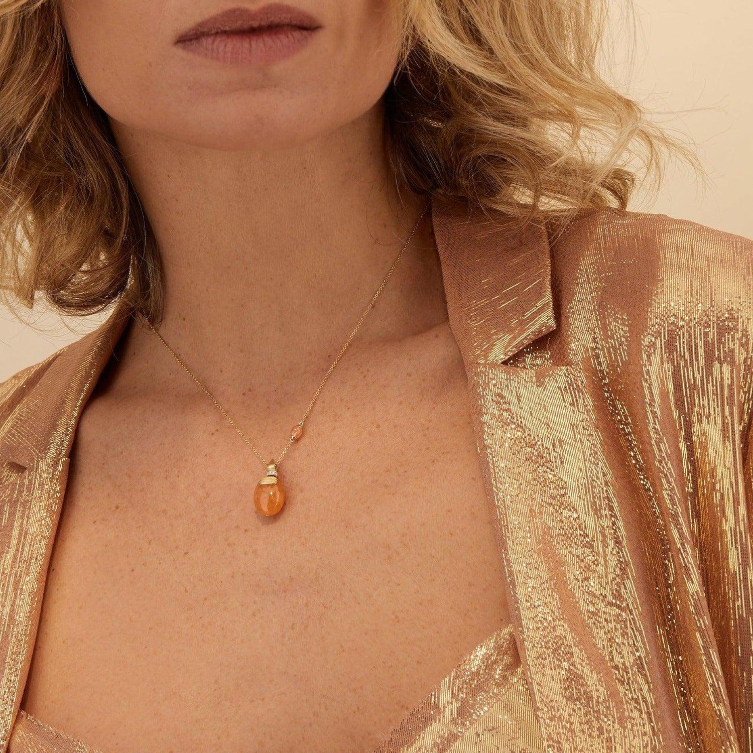 PETRA "AMULETS" GOLD AND ORANGE AVENTURINE NECKLACE (SMALL)