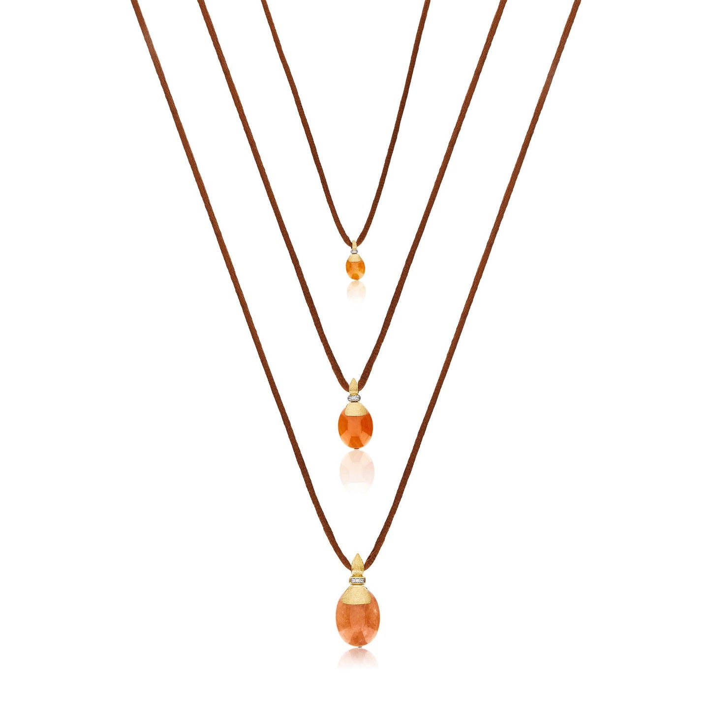 PETRA "AMULETS" GOLD, DIAMONDS AND ORANGE AVENTURINE PENDANT (SMALL)