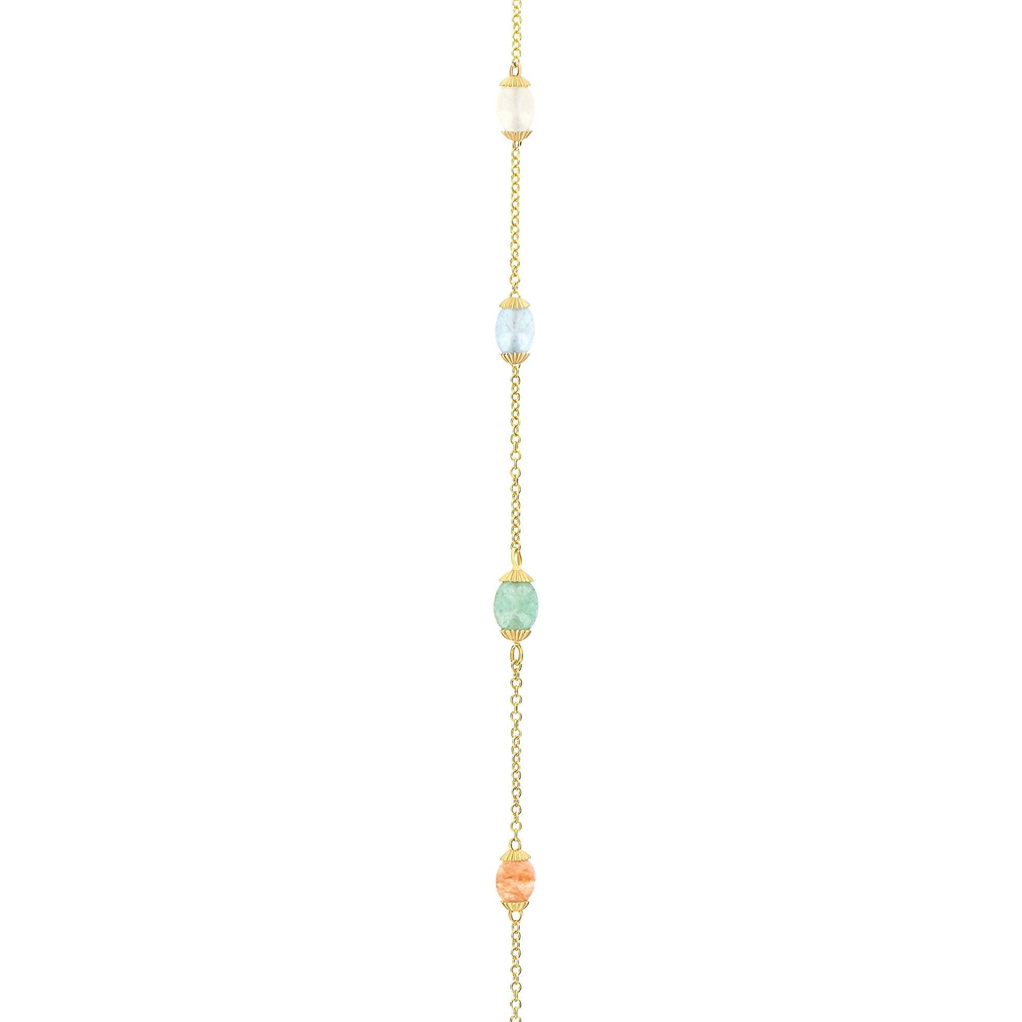 RAINBOW "AMULETS" GOLD AND NATURAL STONES CONVERTIBLE NECKLACE (LARGE)