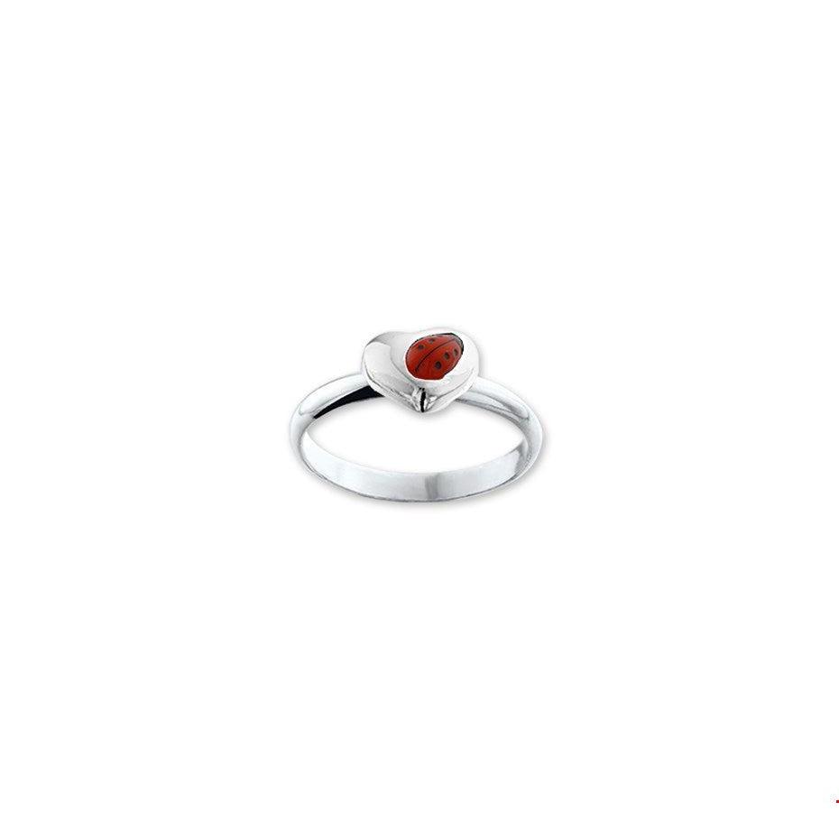 RING LIEVEHEERSBEESTJE HART ZILVER GERHODINEERD - 13.22452