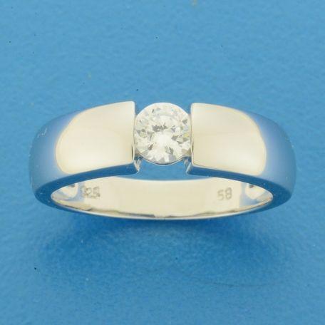 RING ZIRKONIA ZILVER GERHODINEERD - 13.27532