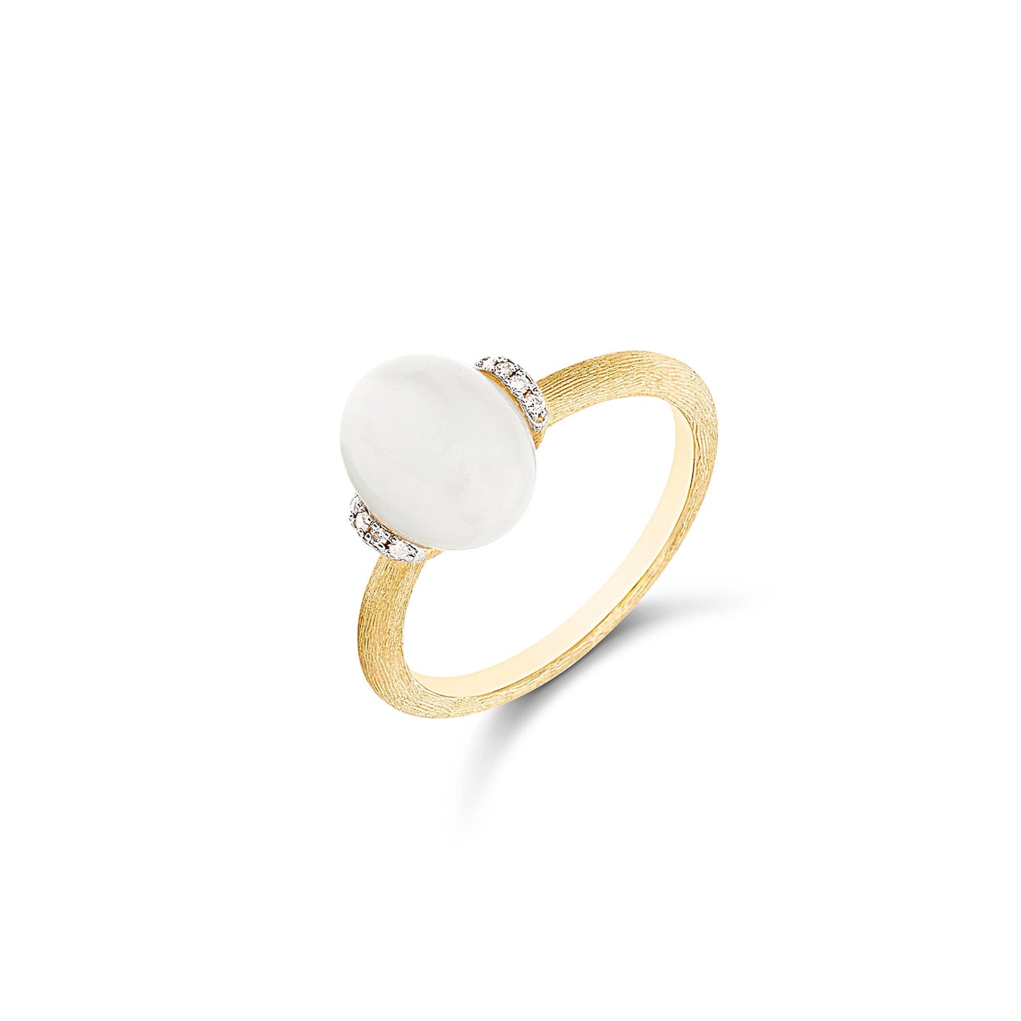 WHITE DESERT "AMULETS" GOLD, DIAMONDS AND MOONSTONE RING (SMALL)